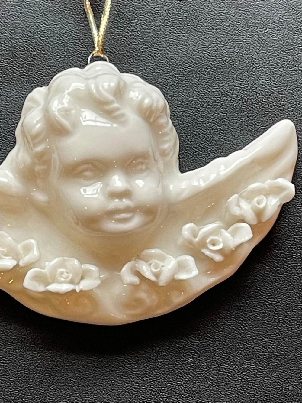 Set of 4 Cherub Ornaments-Glazed Porcelain